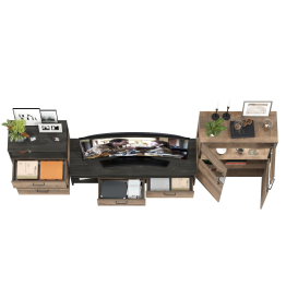 Тумба для аппаратуры с комодом с тремя ящиками и с комодом с подсветкой Трувор