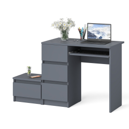 Компьютерный стол три ящика Мори МС-6 левый с тумбой 400