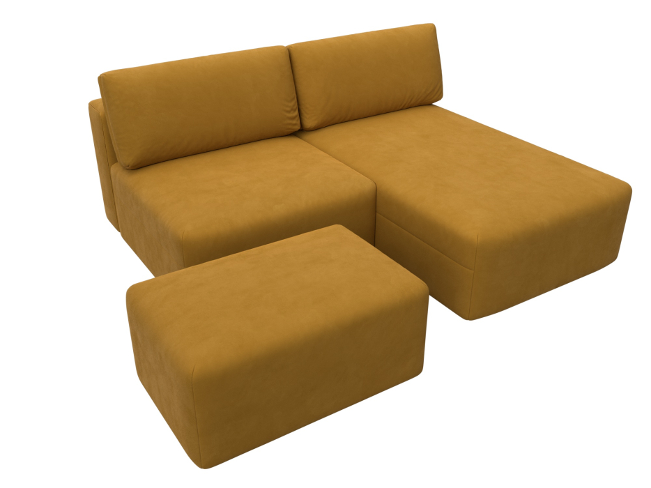 Диваны угловые в гостиную, Диван угловой модульный с пуфом Лига-060 НПБ угол универсальный, велюр BRUT