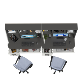 Комплект из двух рабочих столов Сигма и двух компьютерных кресел серых