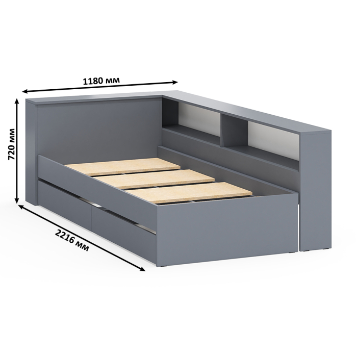Спальные гарнитуры, Кровать с ящиками с прикроватным блоком для вещей Ксения 900 и столик косметический с подсветкой Сура