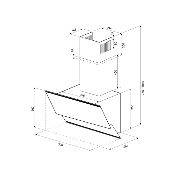 Вытяжки, Вытяжка кухонная IRMA 600 black/black sensor