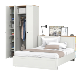 Шкаф для одежды с зеркалом Остин с кроватью Остин с ортопедическим основанием