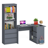 Домашние кабинеты, Стеллаж-комод три ящика Мори МСТ-600 с угловым компьютерным столом МС-16 тумба справа