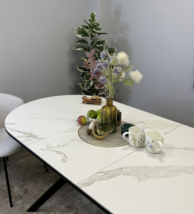 Обеденные столы, Стол Kenner DO1300 раздвижной, керамика, опоры черные