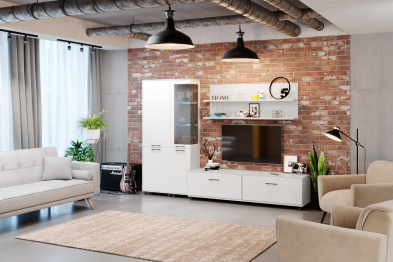 Модульная гостиная Грейс композиция 2  Снежный Ясень