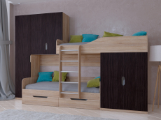 Для подростков, Кровать двухъярусная Лео Дуб Сонома