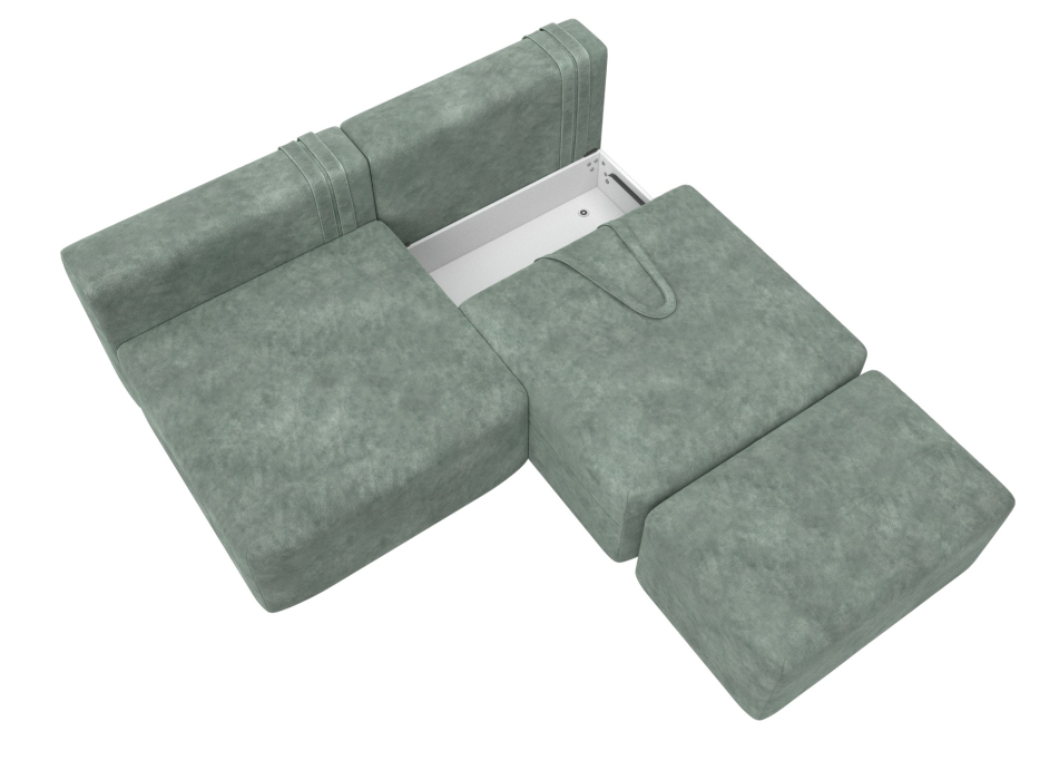 Диваны еврокнижки, Диван прямой модульный с пуфом Лига-060 НПБ, велюр BRUT