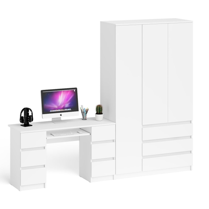 Компьютерные столы, Стол компьютерный 2-х тумбовый со шкафом-комодом МШ1200 Мори