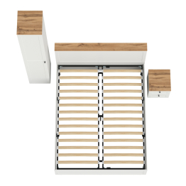 Кровать со спальным местом 1600 с ортопедическим основанием Остин с тумбой прикроватной и шкаф-пенал