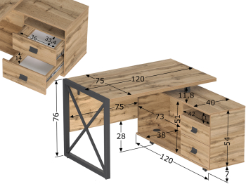 Стол рабочий универсальный Калифорния Хардвиг 1200 ЛДСП