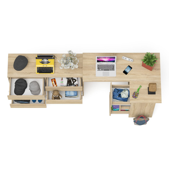 Компьютерные столы, Комод Мори 1200 6 ящиков и компьютерный угловой стол МС-16 правый