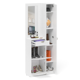 Высокая обувница с зеркалом и пеналом П-6 № 23 МДФ фрезеровка прованс