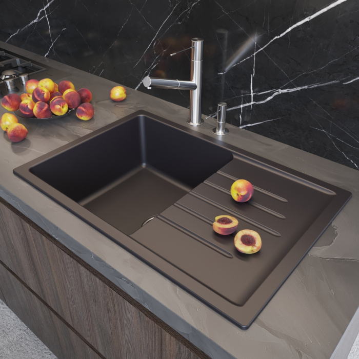 Кухонные мойки, Мойка ML-GM19 с крылом, 750*500*200мм NEW