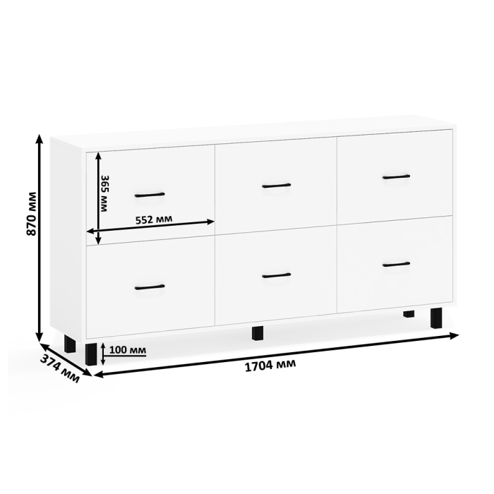 Комоды, Большой комод с шестью ящиками РВК 127-1704