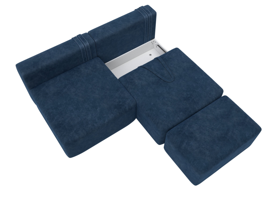 Диваны еврокнижки, Диван прямой модульный с пуфом Лига-060 НПБ, велюр BRUT