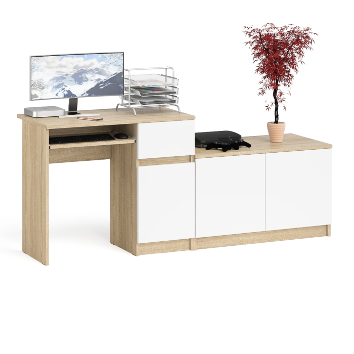 Прямые компьютерные столы, Тумба Мори МА900-1 и стол компьютерный Мори МС-1 правый