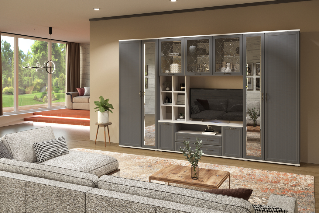 Стенки для гостиной, Модульная гостиная Карина композиция 6