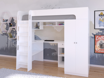 Кровать-чердак Астра 10 Белый