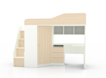 Кровать чердак Кадет 1 с универсальной лестницей, Белый