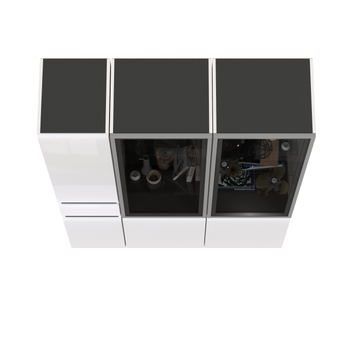 Шкафы распашные, Горка для гостиной Сидней из шкаф-витрина 2 штуки и шкаф с ящиком 13.202