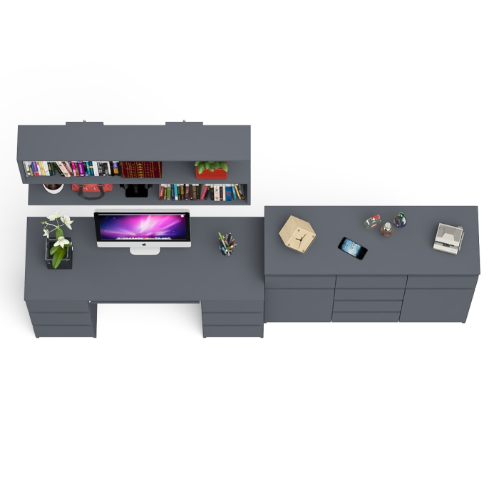 Домашние кабинеты, Комод-тумба Мори МК1200.4 с открытой верхней полкой и стол компьютерный МС-2