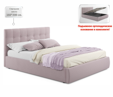 Кровати с мягким изголовьем, Мягкая кровать Selesta 1600 с матрасом PROMO B COCOS с подъемным механизмом