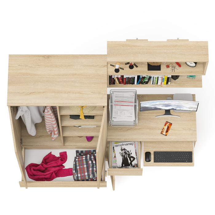 Домашние кабинеты, Компьютерный стол Мори МС-1 левый с полкой и шкаф-комодом