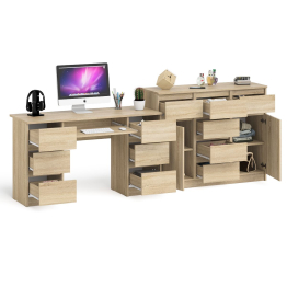 Двухтумбовый стол компьютерный МС-2 с ящиками и тумба-комод МК1200.4 Мори