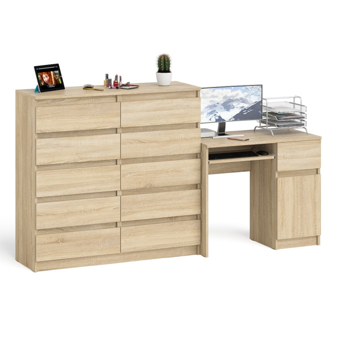 Компьютерные столы, Комод большой МК1200 10-ть ящиков Мори и стол компьютерный МС-1 правый