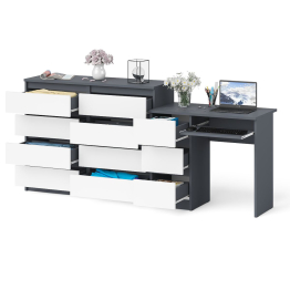 Комод Мори 1200-8 и стол компьютерный МС-6 3 ящика слева