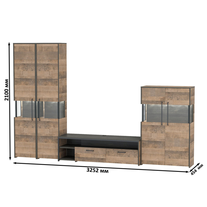 Стенки для гостиной, Гостиная с подсветкой Трувор № 40 дизайн в стиле лофт