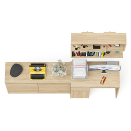 Большой комод на 6-ть ящиков Мори с компьютерным столом МС-1 левый и полка открытая на 900