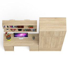 Шкаф-комод с антресолью Мори МШ900.1 со столом для работы и учёбы и книжной полкой