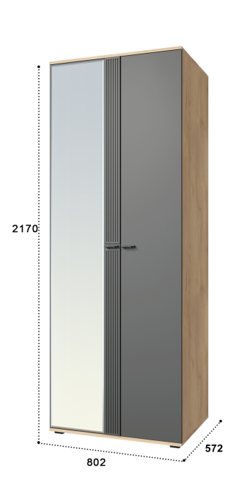 Шкафы двухстворчатые, Шкаф для одежды Эмилия ЭЛ-16К комбинированный