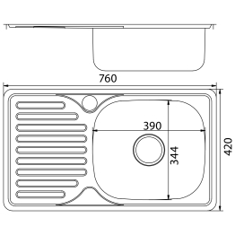 Мойка врез 76х42 (0,6) лев вып 3 1/2  MIXLINE 16см с сифоном