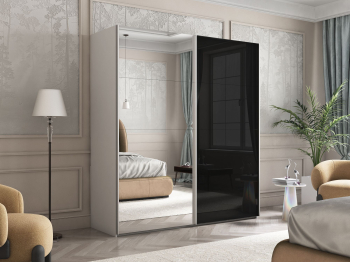 Шкаф Эста дуо Стекло черное/зеркало 2400 х 1600 х 660