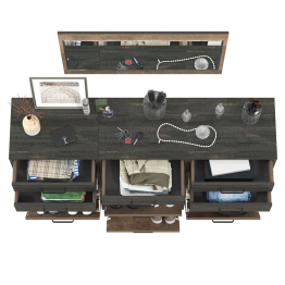 Три высоких обувницы с двумя ящиками каждая и зеркало Трувор