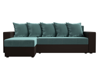 Диван угловой Дубай Лайт, велюр/экокожа, левый угол