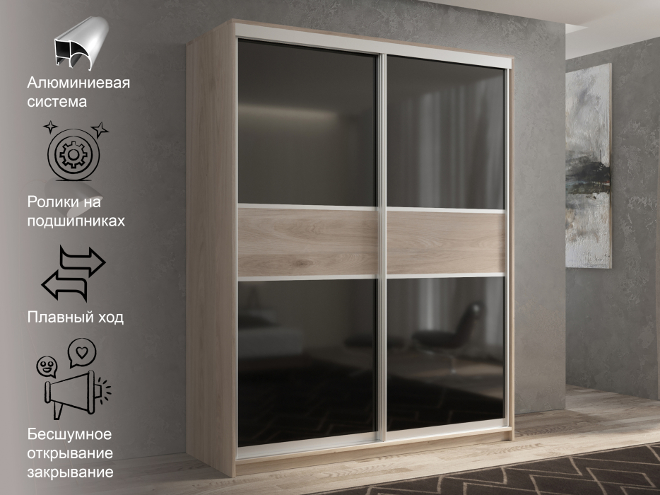 Шкафы-купе 2-х дверные, Шкаф-купе 2х дверный Кааппи 12 120х60