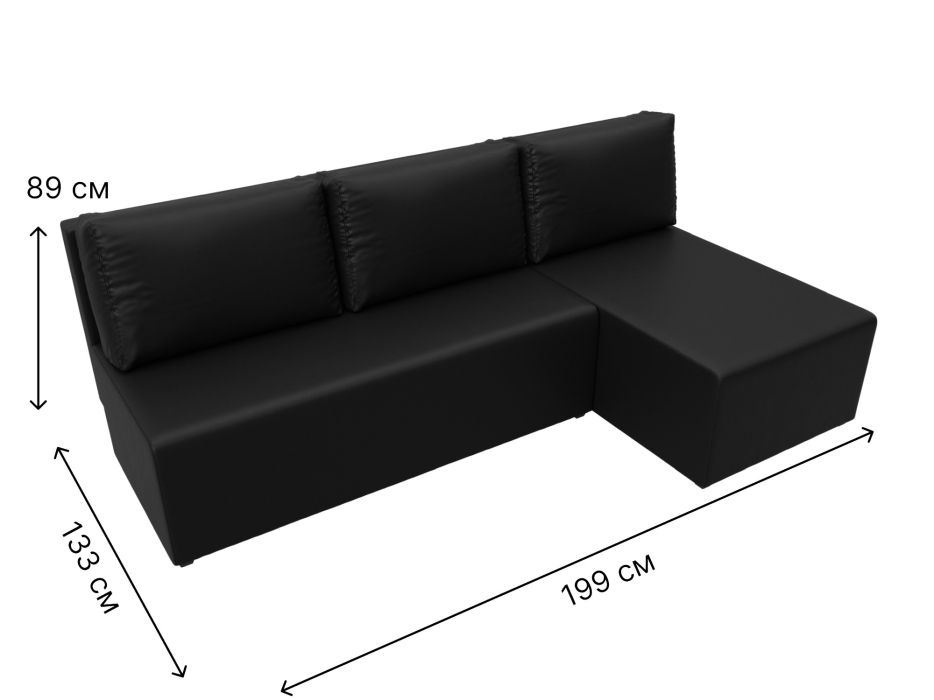 Диваны угловые в гостиную, Угловой диван Поло правый угол, экокожа