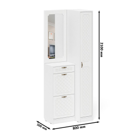 Пенал для прихожей П-6-500 и высокая обувница с зеркалом фрезеровка ромб