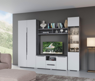 Тумба Уна Лофт ТБ-2819, черный ясень, милк