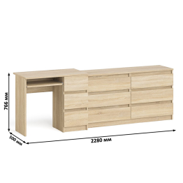 Комод 1380 6-ть ящиков Мори с однотумбовым столом компьютерным МС-6 правым