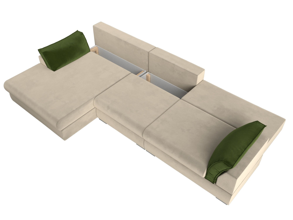 Диваны угловые в гостиную, Угловой диван Пекин Long угол левый, НПБ, микровельвет