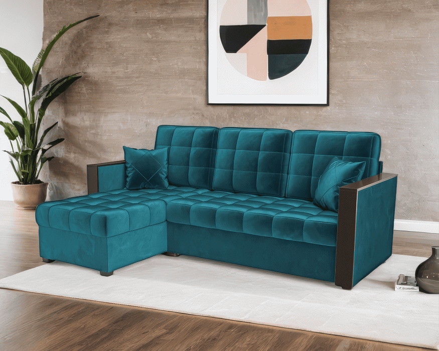 Диваны угловые в гостиную, Диван угловой Техас (Бархат)