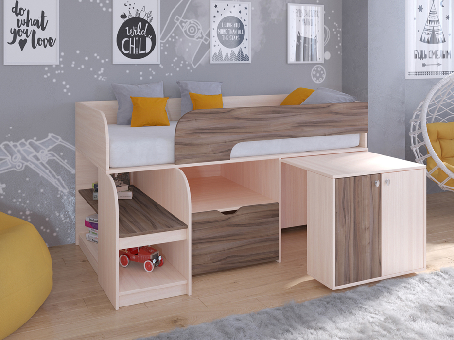 Кровати-чердаки, Кровать-чердак Астра 9 V9 Дуб молочный