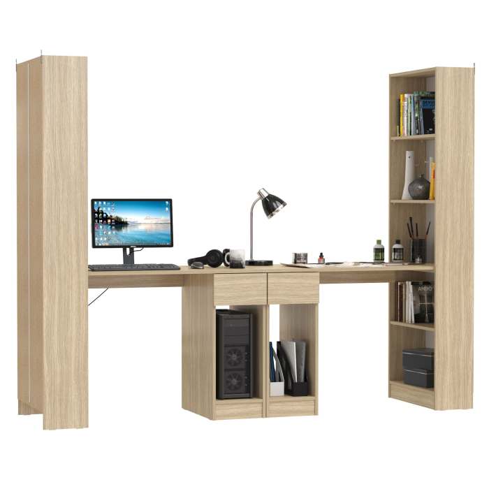 Прямые компьютерные столы, Два компьютерных стола со стеллажом Лайт 10.01