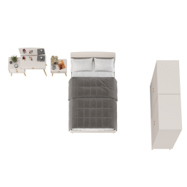 Туалетный столик с зеркалом Афина с кроватью 1200 с тумбочкой и двумя шкафами