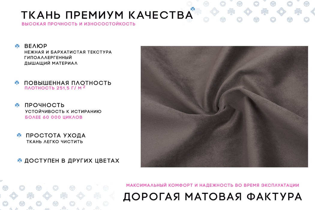 Дизайнерские диваны для гостиной, Диван-кровать Фьорд SMART 120, велюр